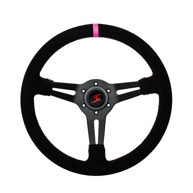 DriftShop Steering Wheel (70 mm Dish), "Pink Style" Edition, Black Suede